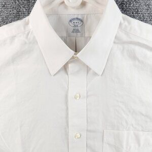 Brooks Brothers 16 34/35 Non-Iron All Cotton Point Slim White Long Sleeve Preppy